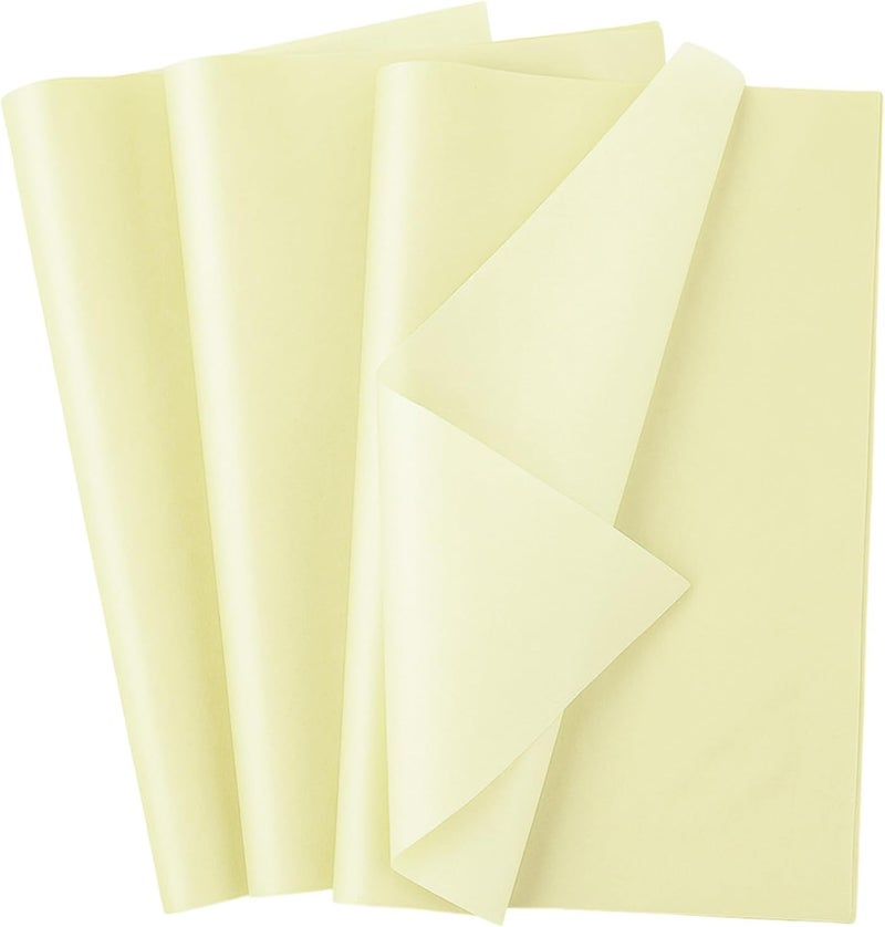 Ethanberg 60 Sheets Gift Wrapping Tissue Paper Bulk, Cream Yellow Tissue Paper for Gift Bags, Decorative Art Papers for DIY Crafts Wedding Birthday Baby Showers Holiday Party Decor, 20x14 Inches - Image 1